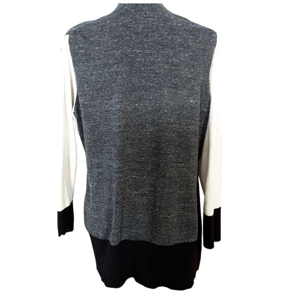 Van Heusen Gray Tweed/Cream/Black Color Block Open Cardigan XL (16) - Picture 3 of 6
